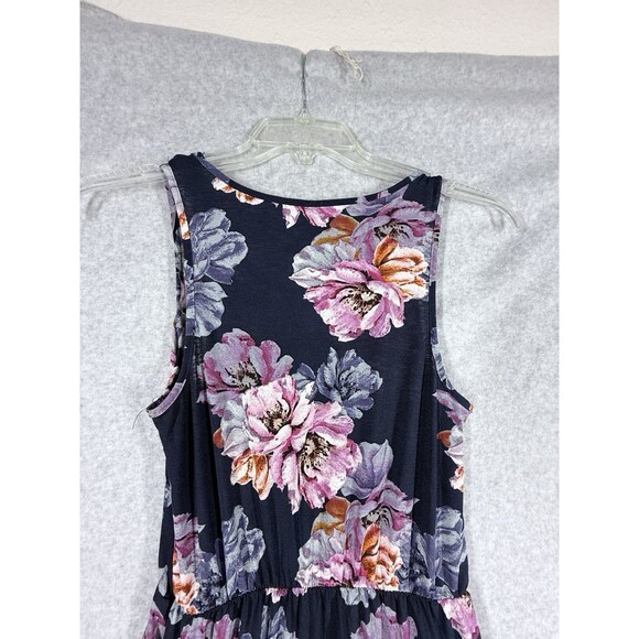 Womens Maxi Dress Size S-M Round Hem Pockets Colorful Floral Sleeveless - Picture 11 of 15